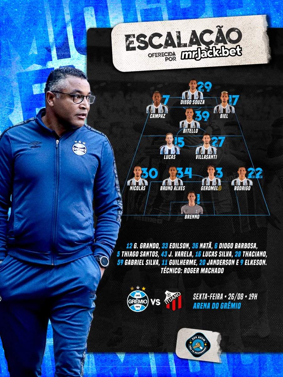 Divulgada A Escalação Oficial Do Grêmio Contra O Ituano Pela Série B 5376