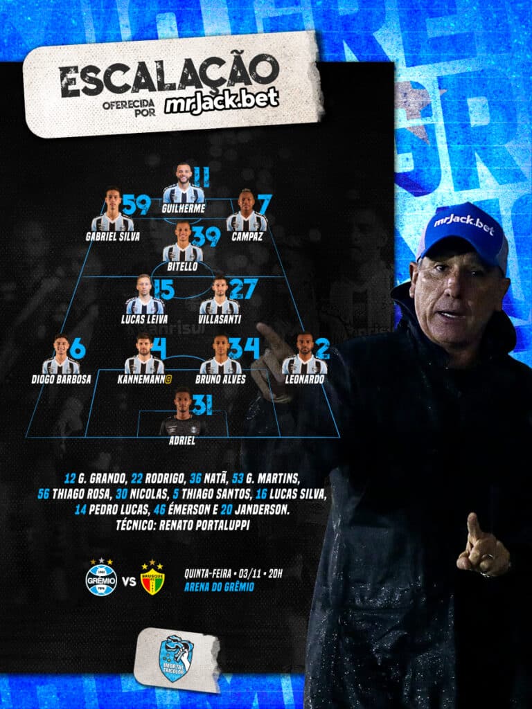 escalacao oficial gremio contra brusque serie b 2022