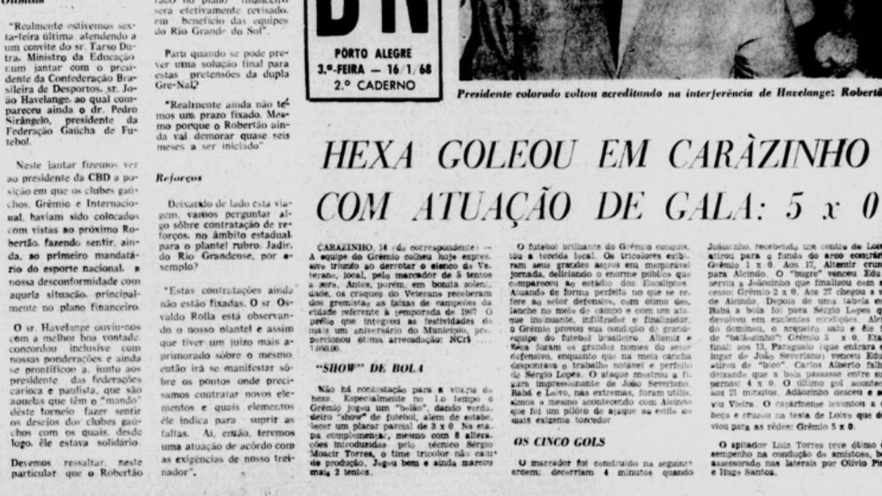 Há 56 anos - Grêmio massacrou time do interior do RS - com show do 'Pequeno Polegar'