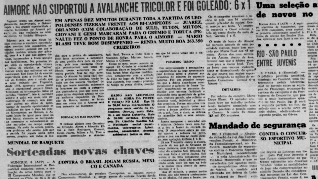 Há 65 anos - Grêmio aplicou chocolate histórico - em rival gaúcho pelo Citadino