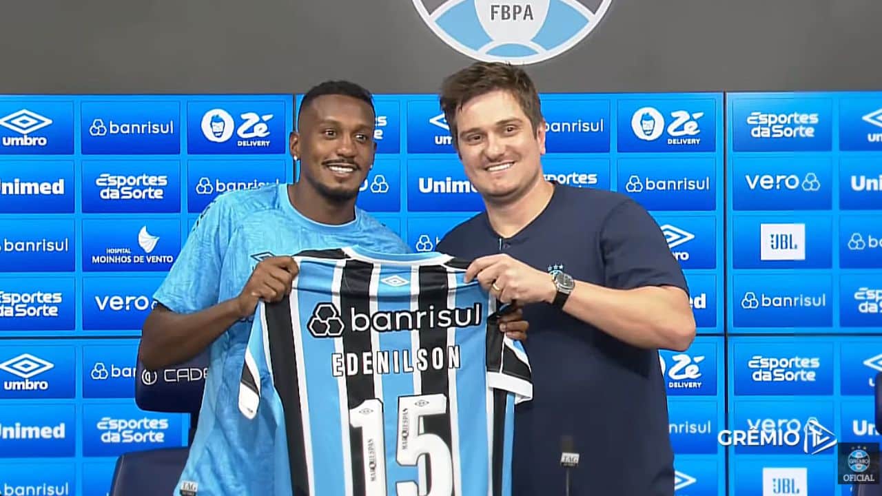 41? Edenilson é apresentado no Grêmio e número da camisa do jogador surpreende