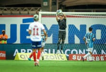 Rafael cabral em sua estreia com a camisa do Grêmio contra o Bahia