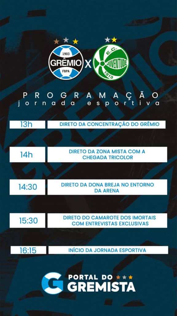 Poral do gremista - programaçao gremio x juventude