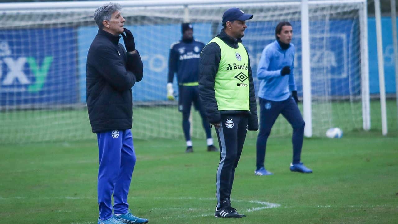 Treino do Grêmio.Renato Portaluppi e alexandre Mendes Gremio hoje 