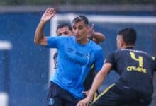 Cristaldo no jogo-treino do Grêmio