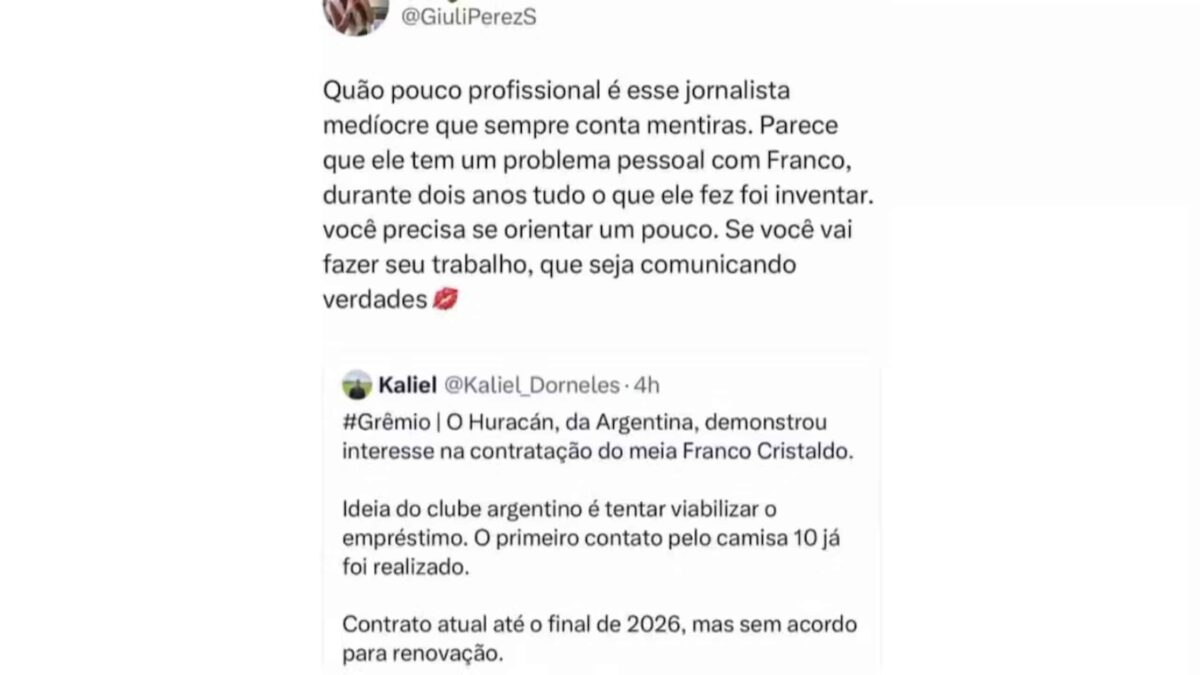 Esposa de Cristaldo rebate jornalista