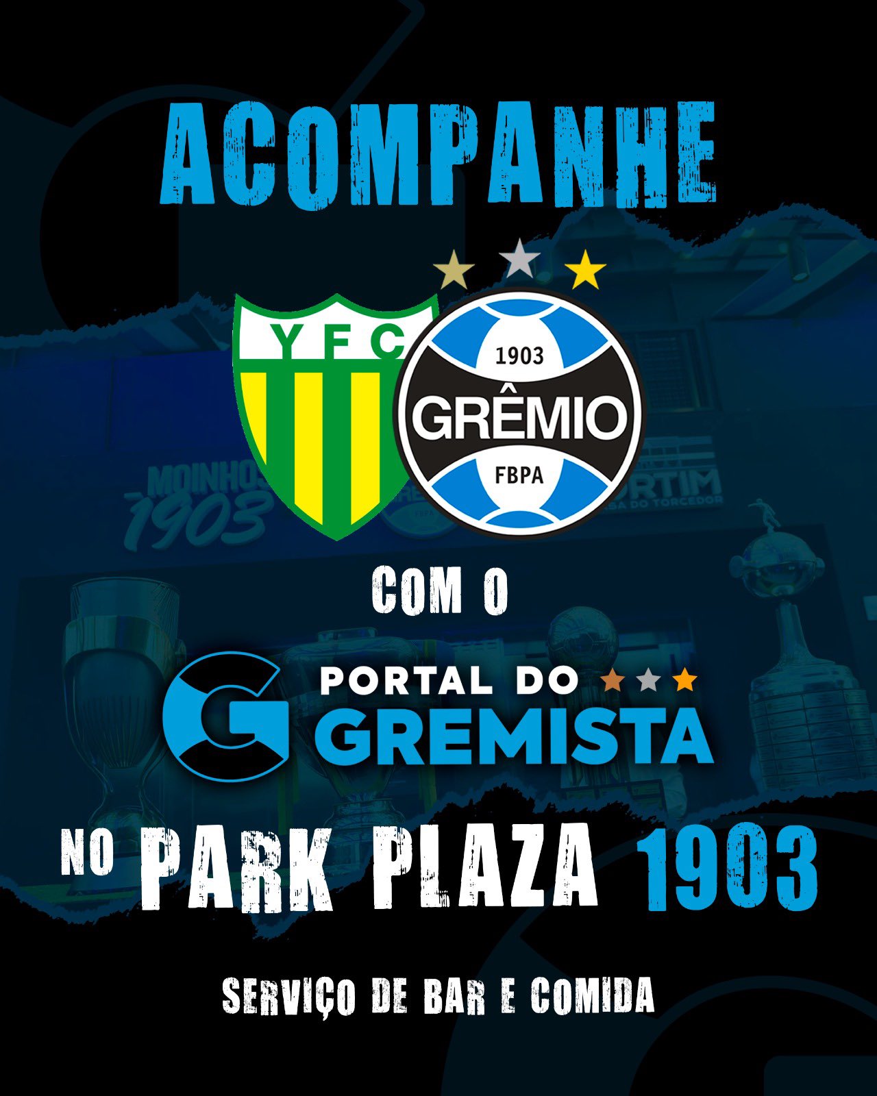 Poster de Ypiranga x Grêmio, jogo que será transmitido no Hotel do Imortal no próximo sábado (15)