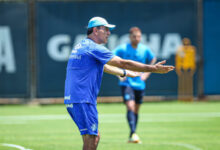 Pós-GreNal: técnico Gustavo Quinteros no CT