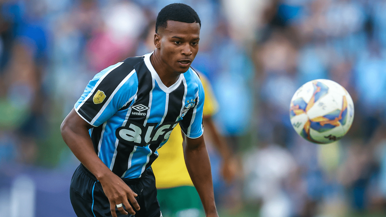 Volante Kaick do Grêmio contra o Ypiranga