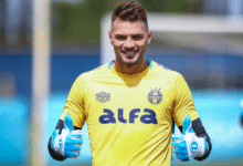 Gabriel Grando do Grêmio em treinamento