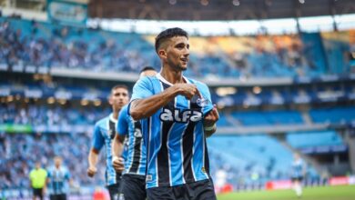 Cristian Olivera em Grêmio x Santos