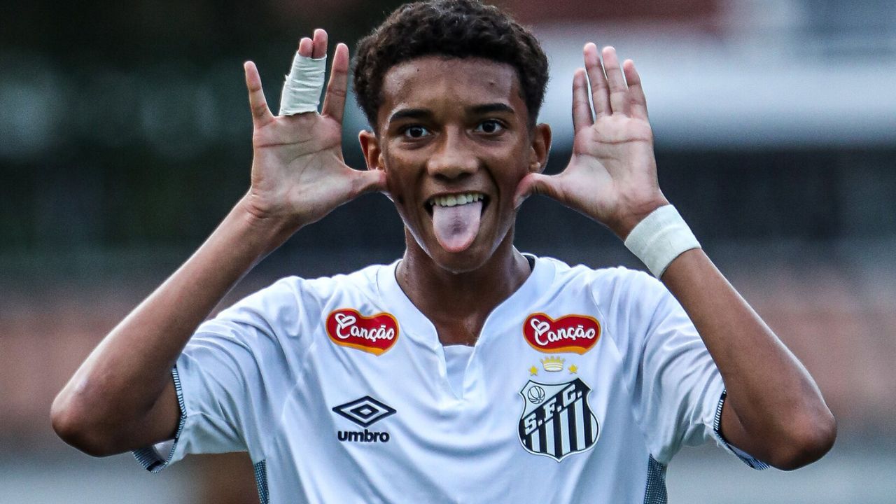 Robinho Jr. em Santos x Grêmio, no CT Rei Pelé, pelo Brasileirão Sub-20