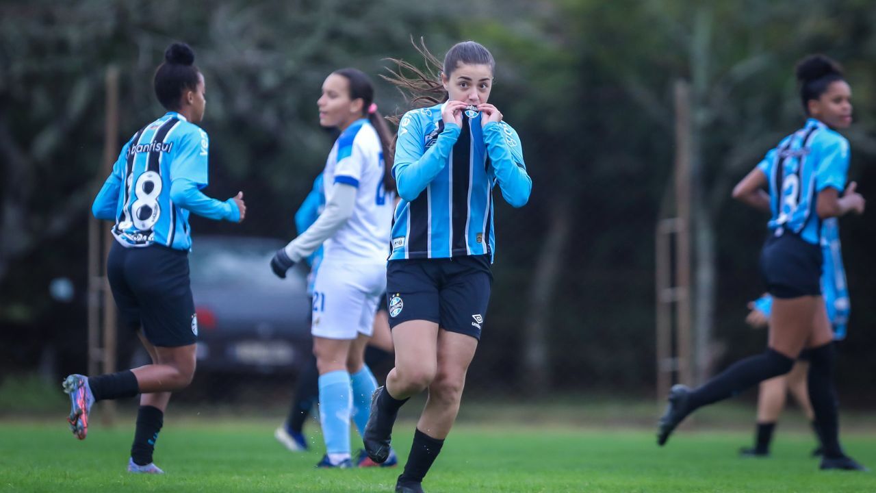 Lance da partida Grêmio x Paysandu, no CFT Presidente Hélio Dourado, em Eldorado do Sul, válida pelo Brasileirão Feminino Sub-20 2025