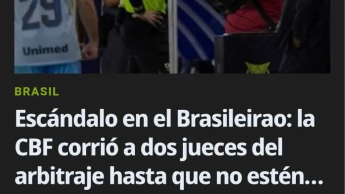 Famoso jornal argentino repercute erros de árbitros no Brasileirão: 