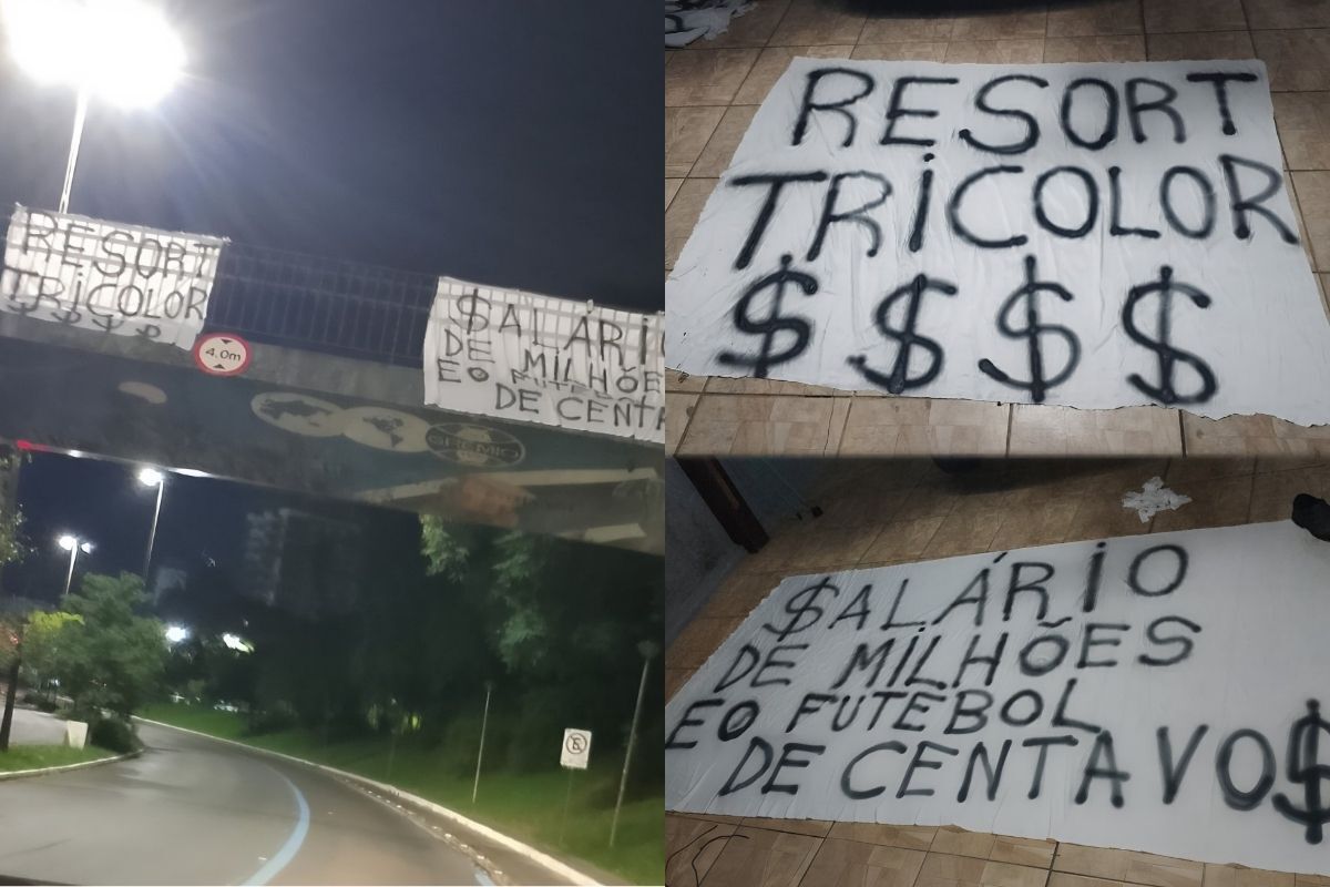 Torcida do Grêmio protesta em Porto Alegre antes de jogo decisivo: 