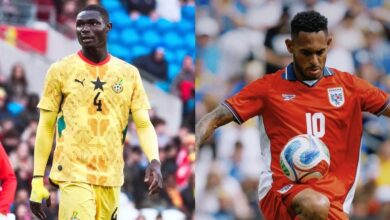 Jogadores de Gana e Panamá antes de partida válida pela Copa do Mundo de 2026.